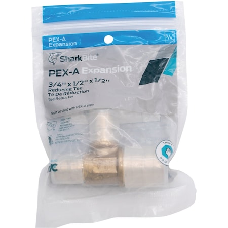 Sharkbite PEX-A Brass 3/4'' x 1/2'' x 1/2'' Tee UAB454LFA