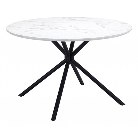 Homeroots 47" White And Black Rounded Steel Dining Table 394610