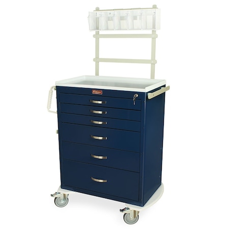 Harloff Tall Anesthesia Cart with MD30-ANS Package, Standard Width, Six Drawers, Key Lock MDS3030K06+MD30-ANS