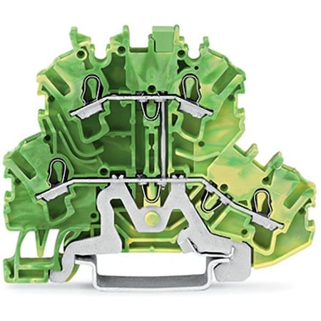 Wago Terminal Block, 2.74" L, Green; Yellow 2002-2207