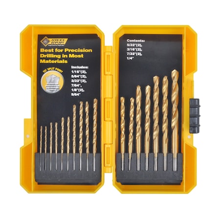 Steel Grip Titanium Drill Bit Set Straight Shank 17 pc DR62435