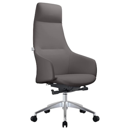 Leisuremod Celeste High-Back Office Chair in Upholstered Leather and Iron Frame with Swivel and Tilt, Grey COT20GRL