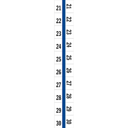 Tabbies 1/2" NUMERICAL EXHIBIT INDEX TABS, BLUE COLOR EDGE, '#21 - 30', 100 TABS/PACK, 5 PACKS/BOX, 5PK 58002
