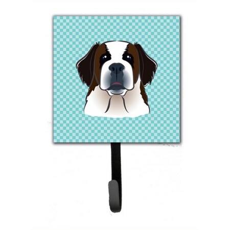 Carolines Treasures Checkerboard Blue Saint Bernard Leash and Key Holder BB1184SH4