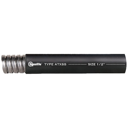 Liquatite Liquid-Tight Flex Metal Conduit, 1 in Trade Size, 100 ft, 5-1/2 in Bend, 316 Stainless Steel, Black ATXSS-13