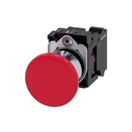 Siemens Mushroom pushbutton, 22 mm, round, metal, shiny, red, 40 mm, latching 3SU1150-1BA20-3CA0