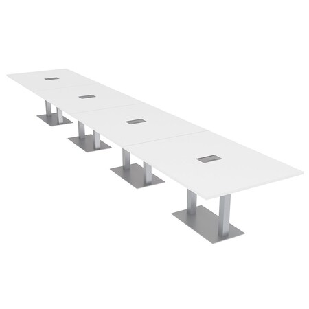 Skutchi Designs Rectangle Conference Table With Power, 48 in W, 240 in L, White HAR-REC-48X240-DOU-W960-ESIL