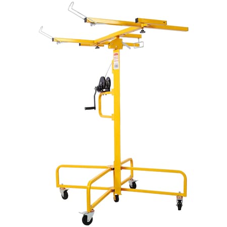 Wrightmaster Drywall Lift Panel 16ft Hoist Jack Lifter, Rolling Caster Wheel, 150lb Capacity, Yellow ZR-W465P189996