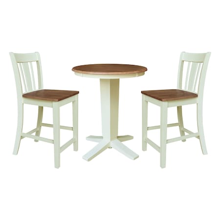 Whitewood Industries Rectangular Fixed Top Table W/ 2 Counter Height Stools, 30 in W, 35.9 in L, 30 in H, Parawood K79-30RT-23B-S102-2