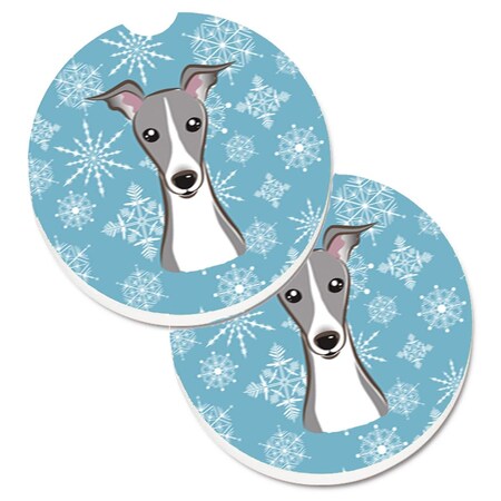 Carolines Treasures Snowflake Italian Greyhound Set of 2 Cup Holder Car Coaster BB1670CARC