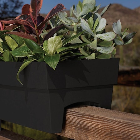 Bloem Finley 24'' W. Recycled Ocean Plastic Black Rail Planter FDR2400