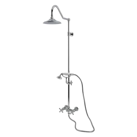 Kingston Brass Wall Mount Rain Drop Shower System with Hand Shower, Polished Chrome CCK3661AX