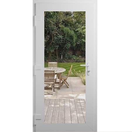 Vdomdoors Front Exterior Prehung Metal-Plastic Door Clear Glass / MANUX 8666 White Silk / Office Commercial a MANUX8666EXD-WS-W30xH80-RH-I