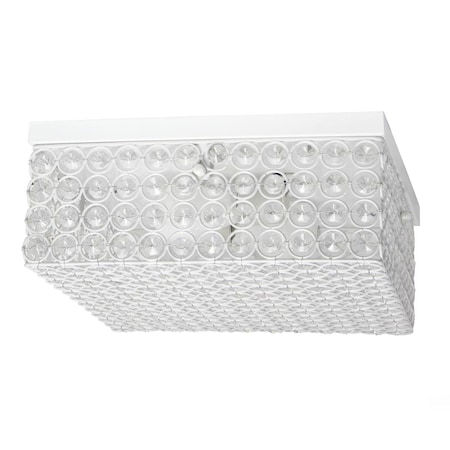 Iluminando 12 in. Elipse Crystal 2 Light Square Ceiling Flush Mount, White IL2519830