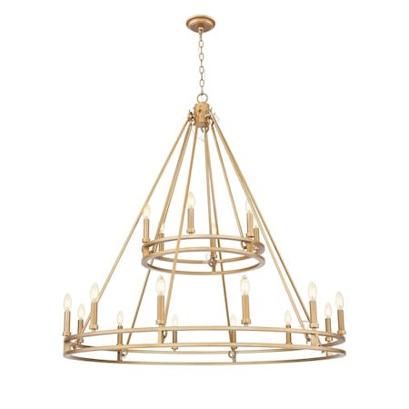 Z-Lite Dennison 18-Light Chandelier, 47.5 in W, Signature Brass 4005-18SBR