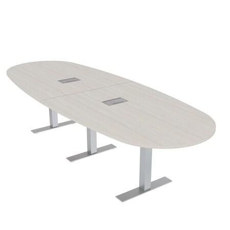 Skutchi Designs 10ft Conference Table With Power Unit | 10 Person Modular Boval Meeting Table | Harmony Series HAR-BOVL-48X120-T-K458-ESIL