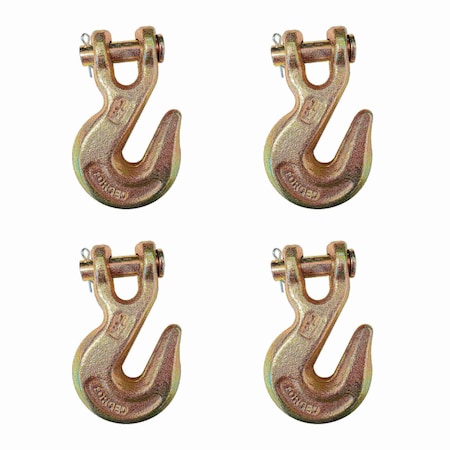 Tie 4 Safe G70 1/2'' Clevis Grab Hooks Tow Chain Hook Flatbed Truck Trailer Tie Down, 4PK FH406-12-4