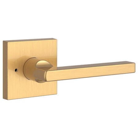 Baldwin Privacy Square Lever and Contemporary Square Rose with 6AL Latch and Dual Strike Lifetime Satin PVSQUCSR044