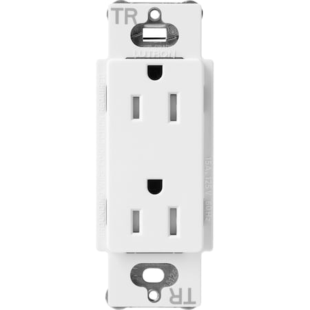 Lutron Straight Blade Receptacle, 15 A, 125V AC, 2 Pole SCRS-15-TR-SW