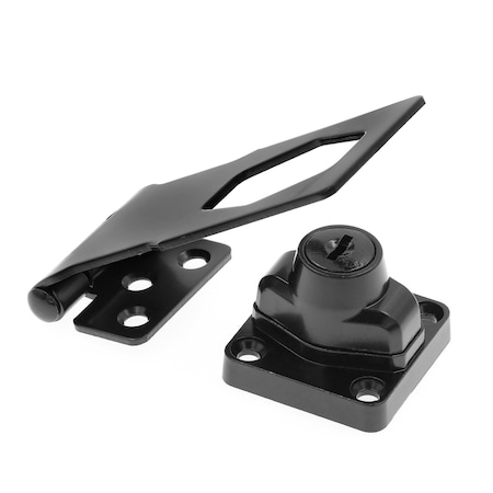 Prime-Line Door and Gate Safety Hasp Hinge Latch with Keyed Twist Knob Lock 3-3/4 inch with Screws Matte Black U 117208