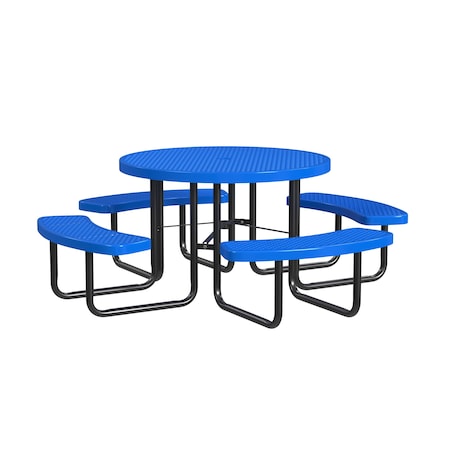 Leisure Craft Round Portable Picnic Table, Blue, 46 in L T46ROP-BLUE