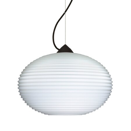 Besa Lighting Besa Pape 10 Pendant, Opal Ribbed, Black Finish, 1x 100W MAX E26 Base 1KX-491207-BK