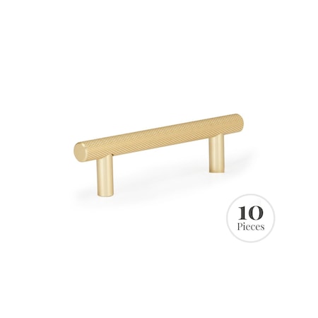 Kingston Brass 10-Pack Cabinet Knurled Pull for Bathroom, 96 mm, Brushed Brass RK30609BB
