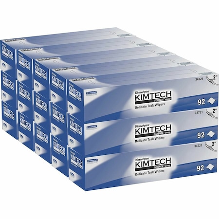 Kimtech Delicate Task Wipes, Pop-Up Box, 2 Ply, White, 92 Sheets/Box, 15 PK 34721