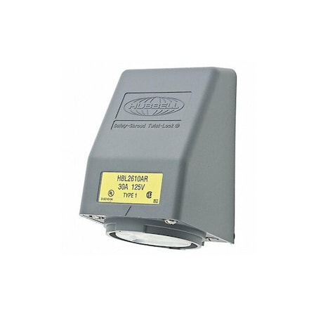 Hubbell Wiring 30A 125V Twist-Lock Safety Shroud, 2-Pole 3-Wire, L5-30R, Gray HBL2610AR
