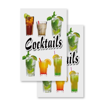 Signmission Cocktails, Vinyl Decals Only 24 Inch x 36 Inch, Vinyl Decal, 2PK DSB-2436-2PACK-Cocktails