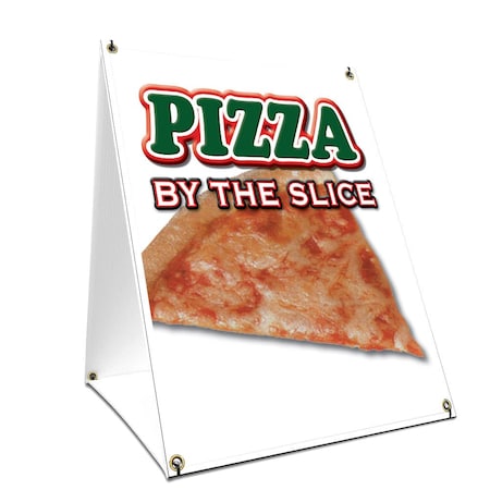 Signmission Pizza By The Slice, 24 Inch x 18 Inch A-frame Yard Sign, Plastic Sign SBC-1824-Pizza By The Slice