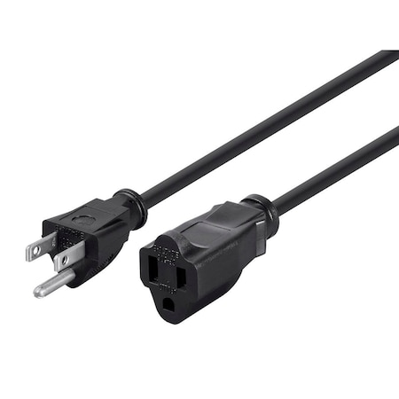 Monoprice SJT Extension Cord, 16 AWG, Indoor, 16/3, 1 Outlets, 5-15R, Black, 5-15P, 15 ft 5301