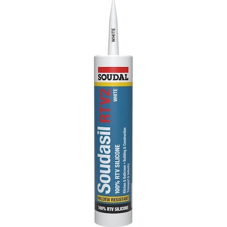 Soudal Soudasil RTV2 5823554 Silicone Sealant, White, 24 hr Curing, 40 to 325 deg F, 101 floz Cartridge 146726