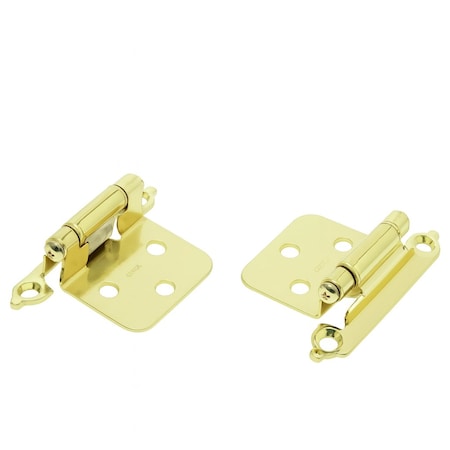 Sapphire 1-1/2 in. Half Overlay Self-Closing Exposed No Radius Cabinet Hinge in Satin Brass, 50PK SP-803980
