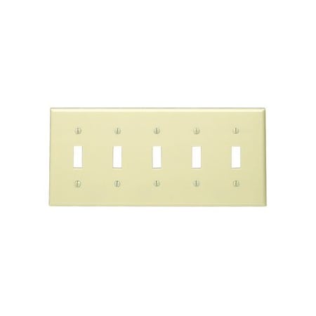 Leviton Switch Wallplate, Standard Size, Gang 5, Ivory 86023