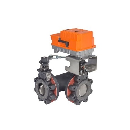 Belimo Butterfly Valve, 4, 3 Way, 451 Cv ElecSR F7100-150SHP+PKRXUP-MFT-T