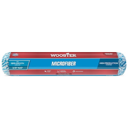 Wooster 14in x 3/8in Nap R523-14 Microfiber Woven Roller Cover, For Semi-Smooth Surfaces, Walls and R962-9