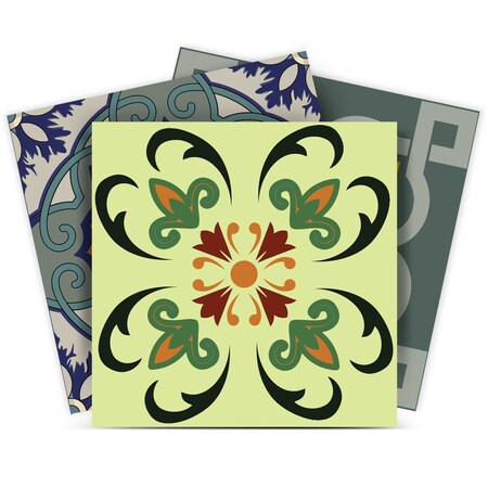 Homeroots 5" X 5" Auguri Flora Peel and Stick Removable  Tiles 400016