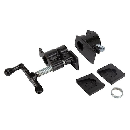 Vulcan Pipe Clamp Fixture, Screw Lever Handle, Steel, Powder Coated, Black JLO-030