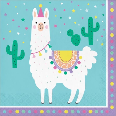 Omg 6.5 in. Llama Party Napkins, 16PK OM1570827