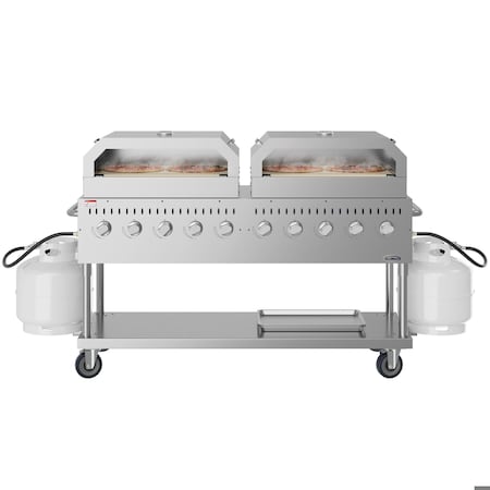 Koolmore 72 in. Commercial Outdoor Propane Gas Grill with Two 36 in. Pizza Ovens in Stainless-Steel CGKIT7-P36P36