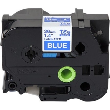 Brother Label Tape Cartridge, White on Blue, Labels/Roll: Continuous TZe565