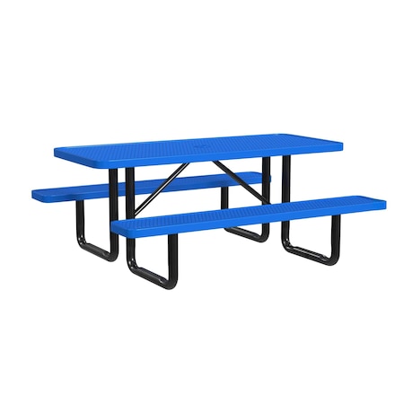 Leisure Craft Rectangle Picnic Table, Blue, Surface Mount, 6 ft L T6XPSM-BLUE