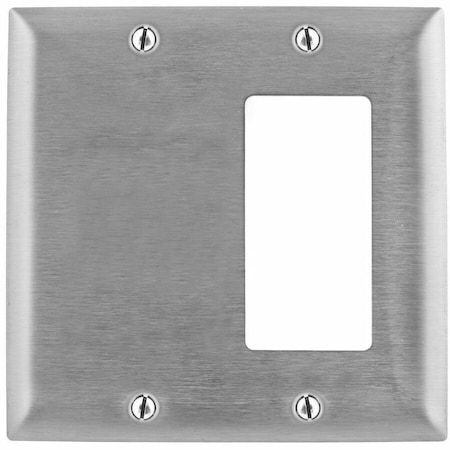 Hubbell Wiring Device-Kellems GFCI Opening Wall Plates, Number of Gangs: 2 Stainless Steel, Brushed Finish SS1426