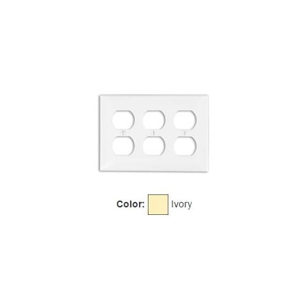 Leviton Receptacle Wallplate, Standard Size, Gang 3, Ivory 80730-I