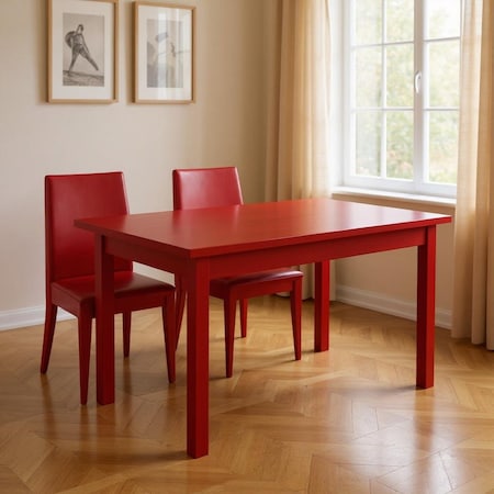 Homeroots 60" Fire Engine Red Solid Wood Dining Table 548925
