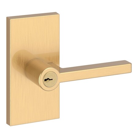 Baldwin Entry Square Lever and Contemporary 5in Rose with 6AL Latch and Dual Strike Lifetime Satin ENSQUCFR044