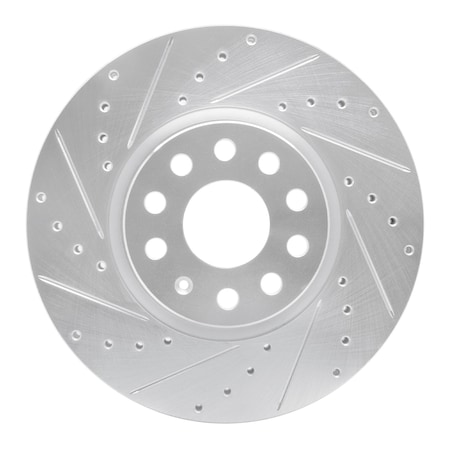 Dynamic Friction Co DFC Brake Rotor - Drilled and Slotted - Silver 631-74053L