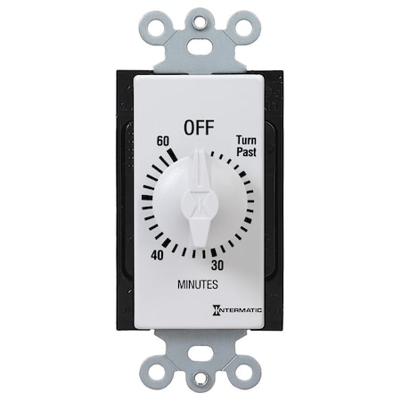 Intermatic Spring Wound Timer, 125-277V, 50/60Hz, SPST, 60Min, White FD60MWC