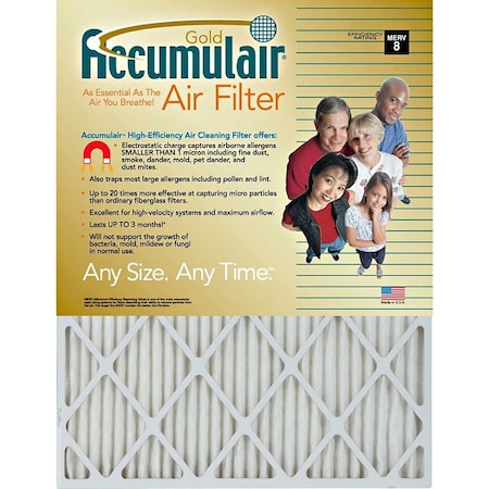 Accumulair 18x30x1 Pleated Air Filter, MERV 8, 1.0 Micron, 4 PK FB18X30_4